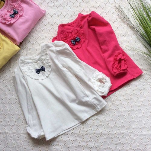 Áo thun cotton dài tay thu đông bé gái-